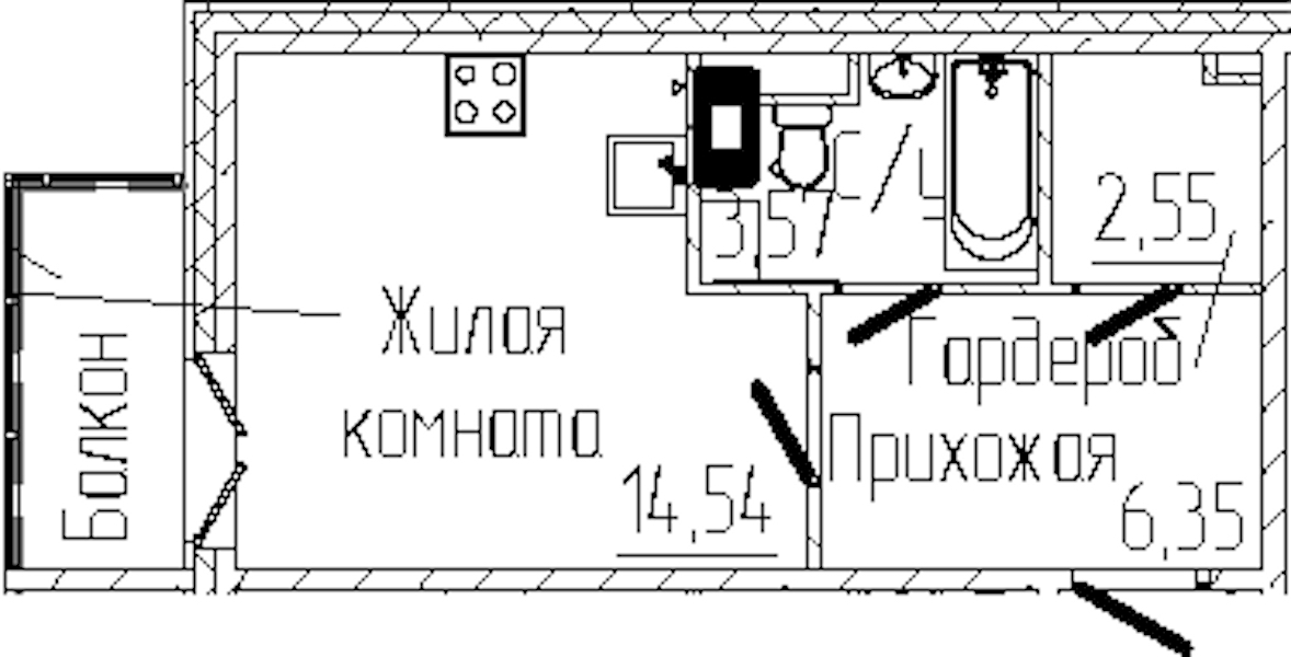 Квартира студия 27.98 м², 6/6 эт., ЖК «SERTOLOVO PARK»